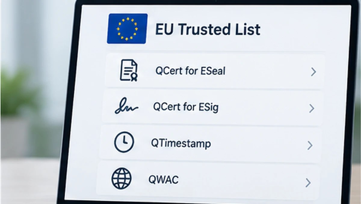 EU Trusted List and qualified certificate options